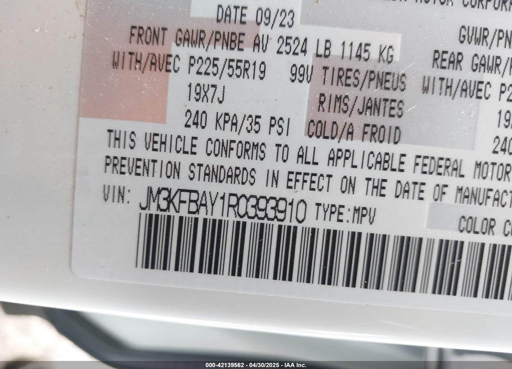 2024 MAZDA CX-5 2.5 CARBON TURBO VIN: JM3KFBAY1R0393910