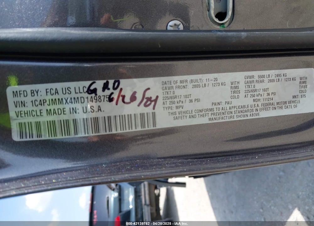 2021 JEEP CHEROKEE VIN: 1C4PJMMX4MD149875