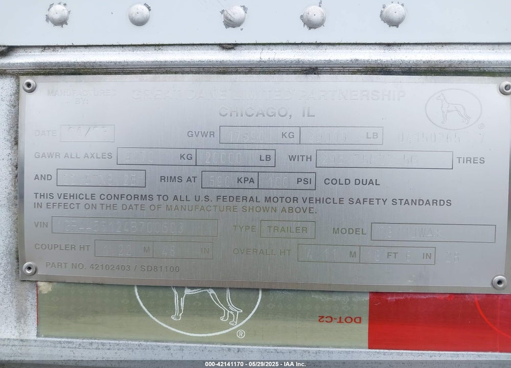 2004 GREAT DANE TRAILERS --- VIN: 1GRAA56124B700603
