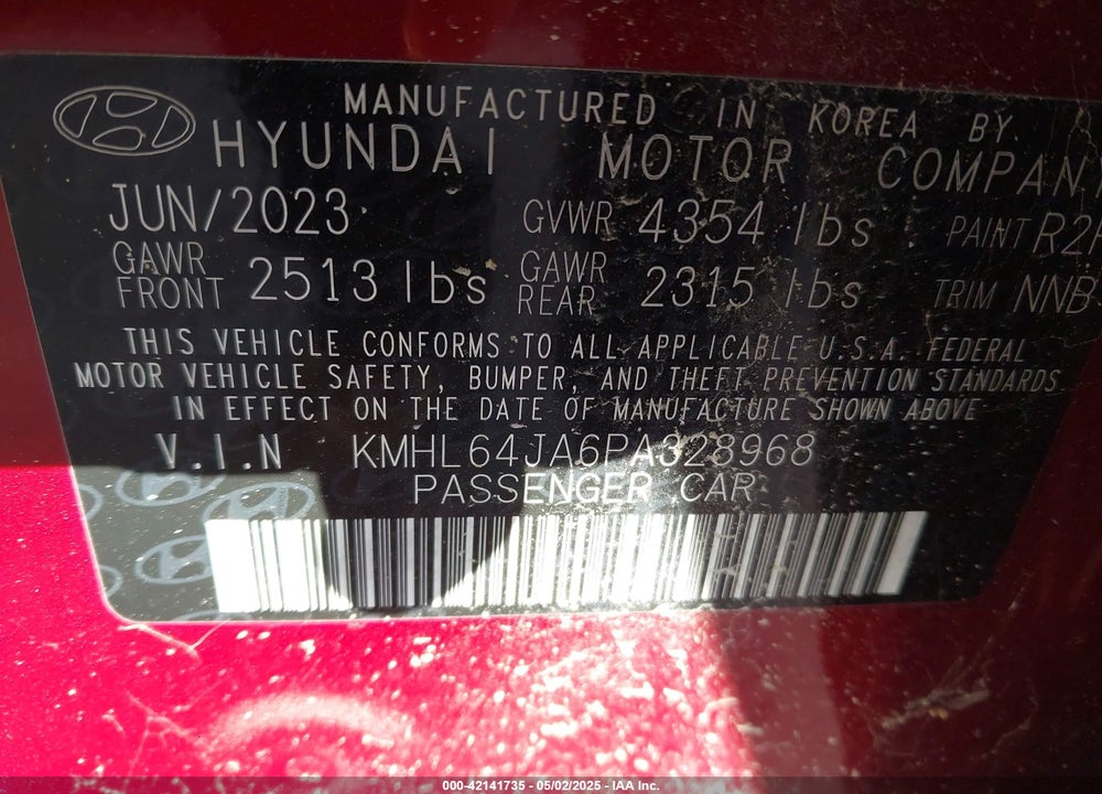 2023 HYUNDAI SONATA VIN: KMHL64JA6PA328968
