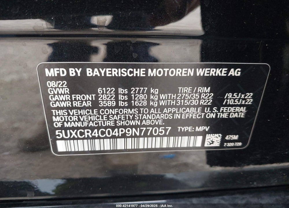 2023 BMW X5 VIN: 5UXCR4C04P9N77057