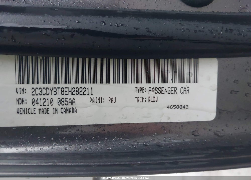 2014 DODGE CHALLENGER VIN: 2C3CDYBT8EH282211