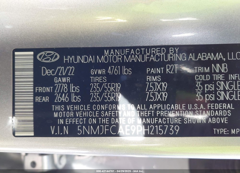 2023 HYUNDAI TUCSON VIN: 5NMJFCAE9PH215739