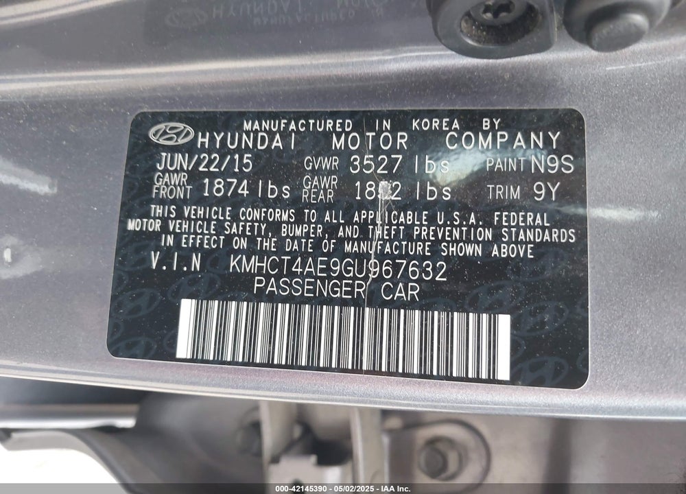 2016 HYUNDAI ACCENT SE VIN: KMHCT4AE9GU967632