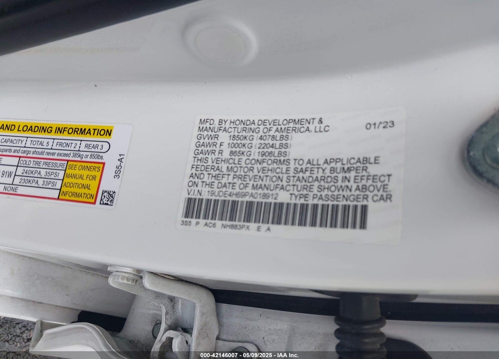 2023 ACURA INTEGRA VIN: 19UDE4H69PA018912