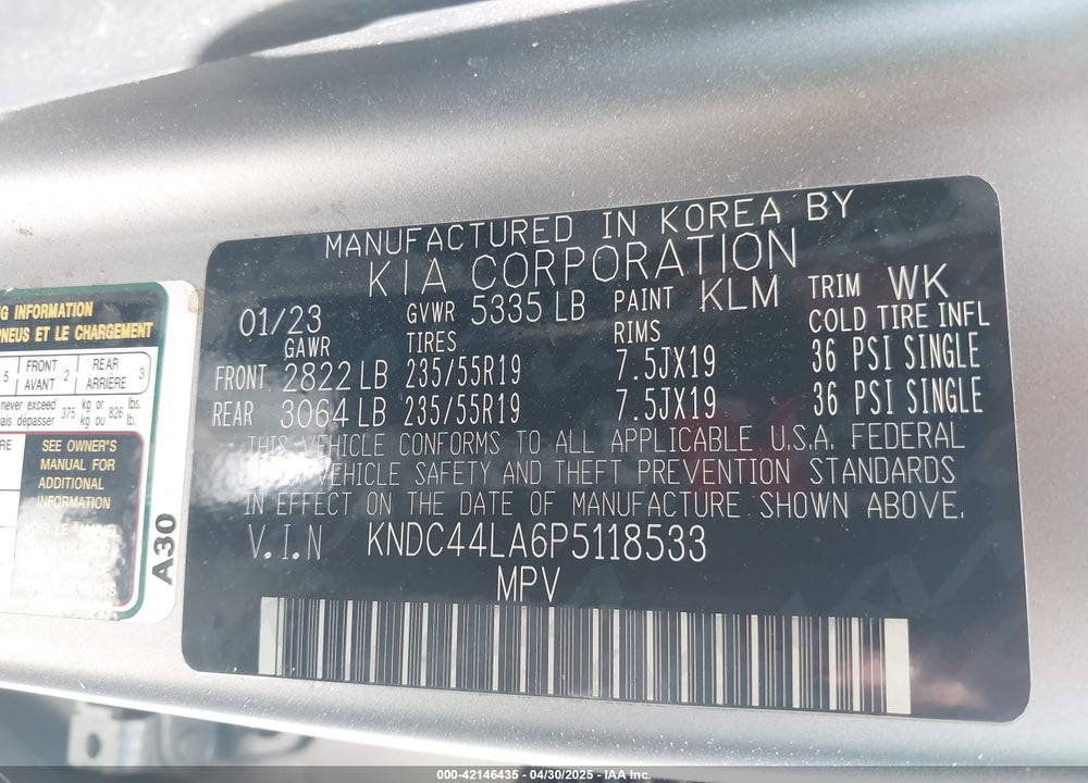 2023 KIA EV6 GT LINE VIN: KNDC44LA6P5118533