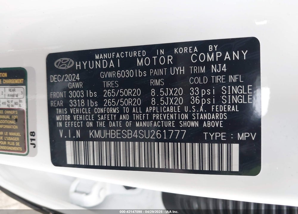 2025 GENESIS GV80 VIN: KMUHBESB4SU261777