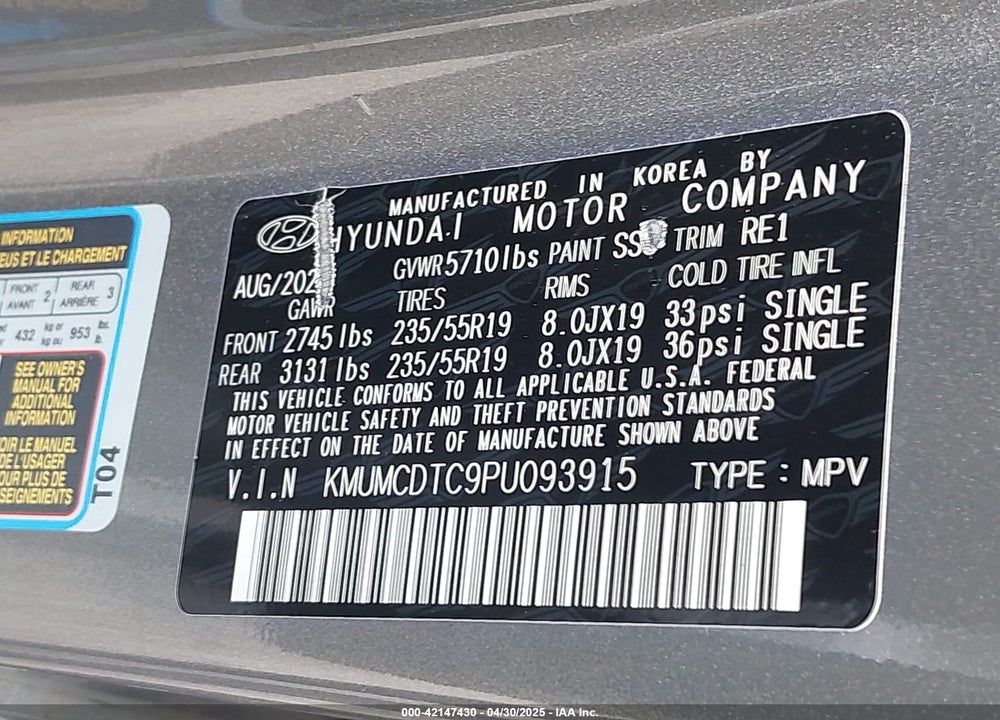 2023 GENESIS GV70 3.5T AWD SPORT VIN: KMUMCDTC9PU093915