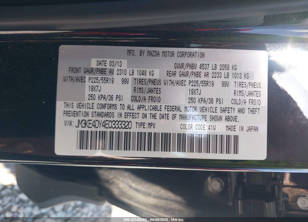2014 MAZDA CX-5 GRAND TOURING VIN: JM3KE4DY4E0333320