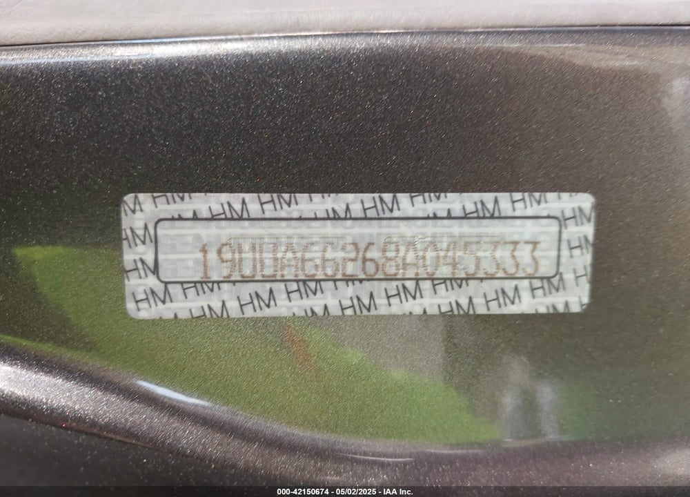 2008 ACURA TL VIN: 19UUA66268A045333