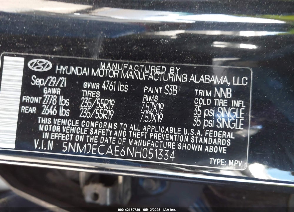 2022 HYUNDAI TUCSON LIMITED VIN: 5NMJECAE6NH051334