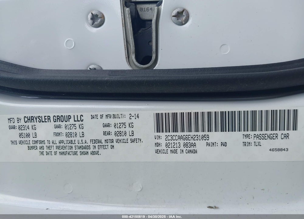 2014 CHRYSLER 300 VIN: 2C3CCAAG6EH231059