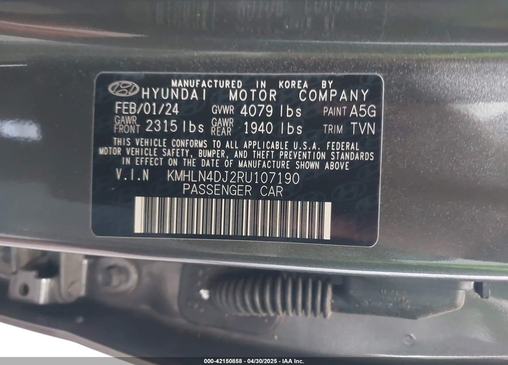 2024 HYUNDAI ELANTRA HYBRID VIN: KMHLN4DJ2RU107190