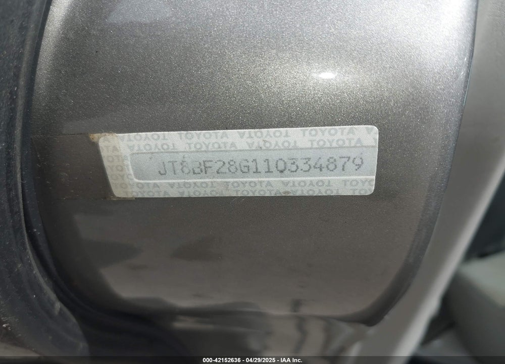 2001 LEXUS ES 300 VIN: JT8BF28G110334879