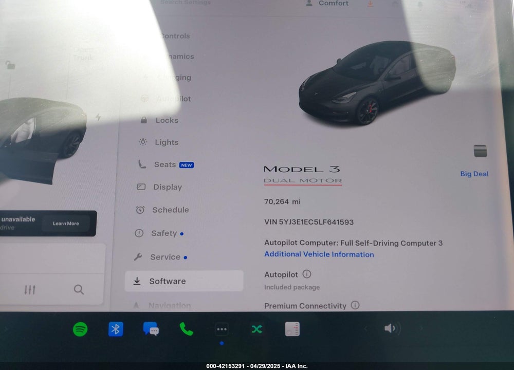 2020 TESLA MODEL 3 PERFORMANCE DUAL MOTOR ALL-WHEEL DRIVE VIN: 5YJ3E1EC5LF641593