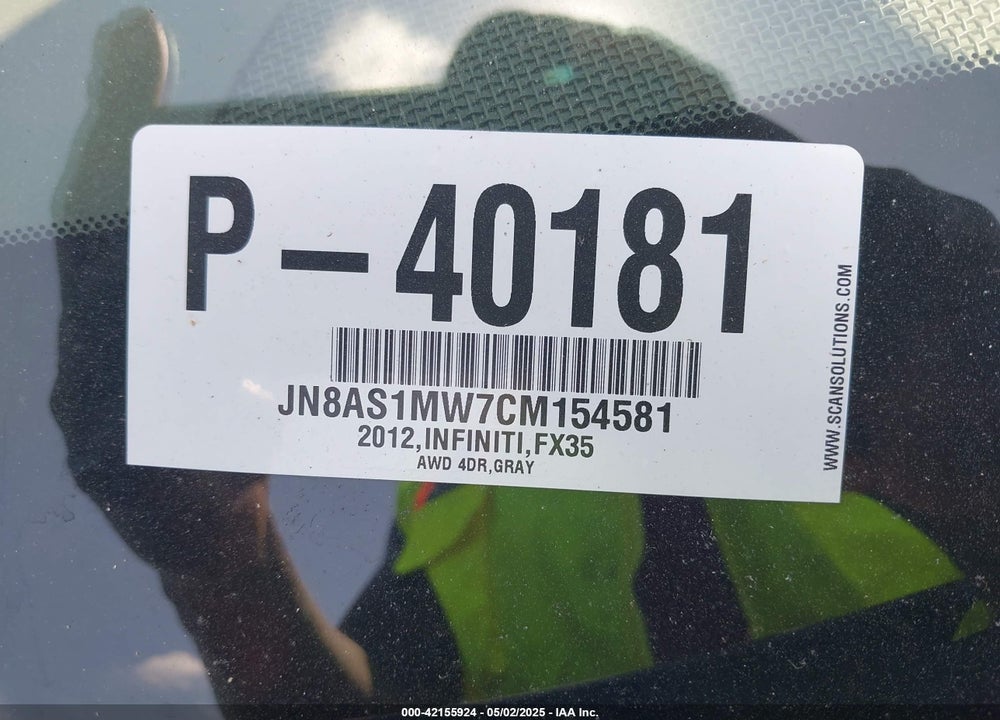 2012 INFINITI FX35 VIN: JN8AS1MW7CM154581