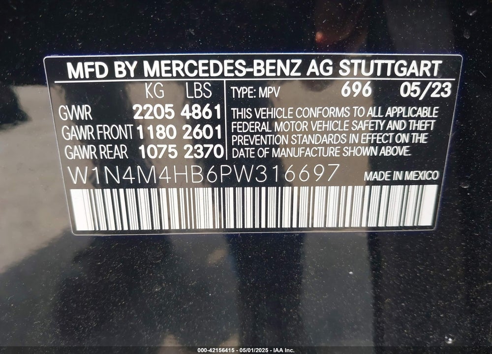 2023 MERCEDES-BENZ GLB 250 VIN: W1N4M4HB6PW316697