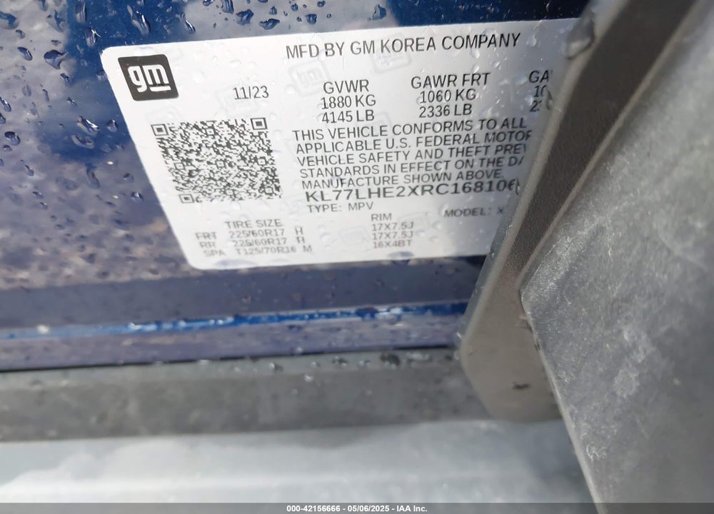 2024 CHEVROLET TRAX VIN: KL77LHE2XRC168106