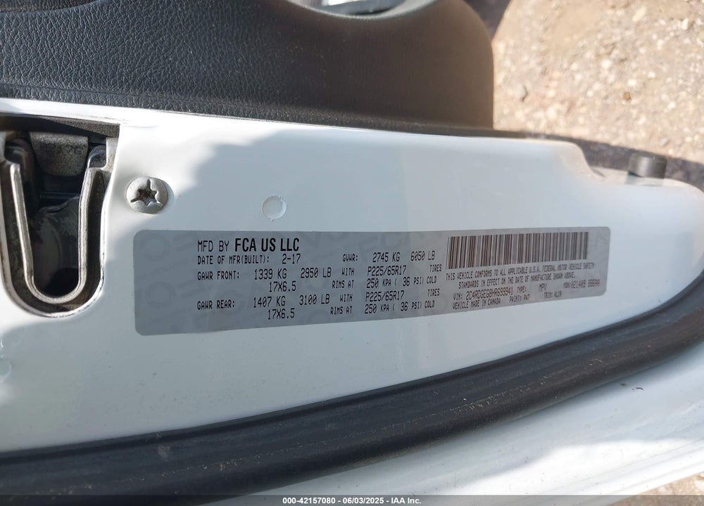 2017 DODGE GRAND CARAVAN GT VIN: 2C4RDGEG8HR699941