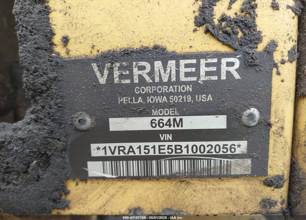 2011 VERM 664 RANCHER VIN: 1VRA151E5B1002056