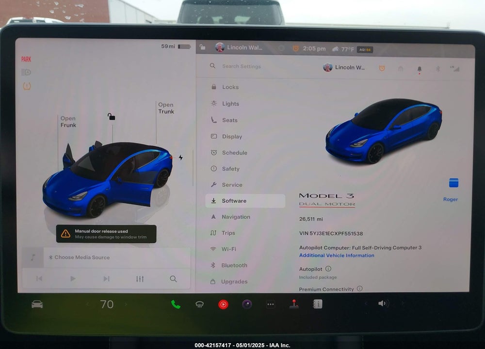 2023 TESLA MODEL 3 PERFORMANCE DUAL MOTOR ALL-WHEEL DRIVE VIN: 5YJ3E1ECXPF551538