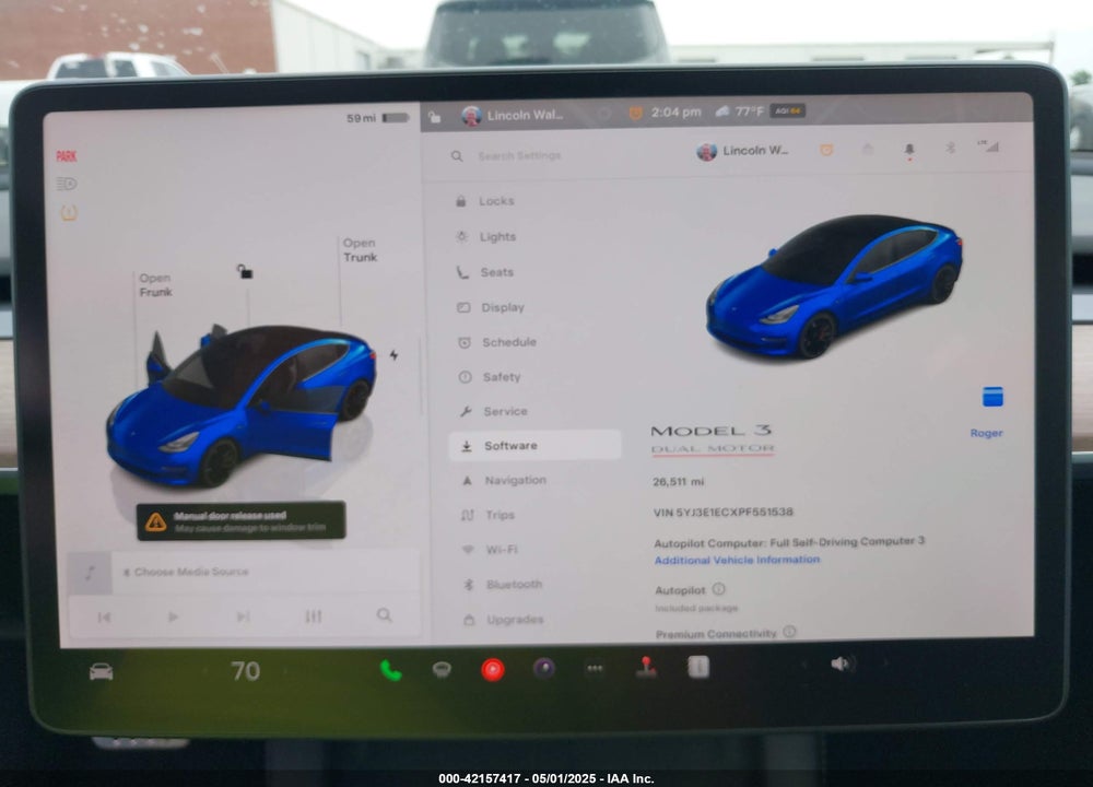 2023 TESLA MODEL 3 PERFORMANCE DUAL MOTOR ALL-WHEEL DRIVE VIN: 5YJ3E1ECXPF551538