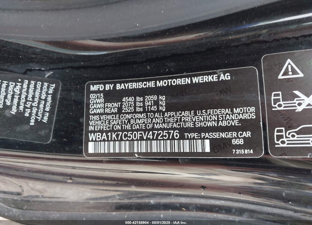 2015 BMW 228I VIN: WBA1K7C50FV472576