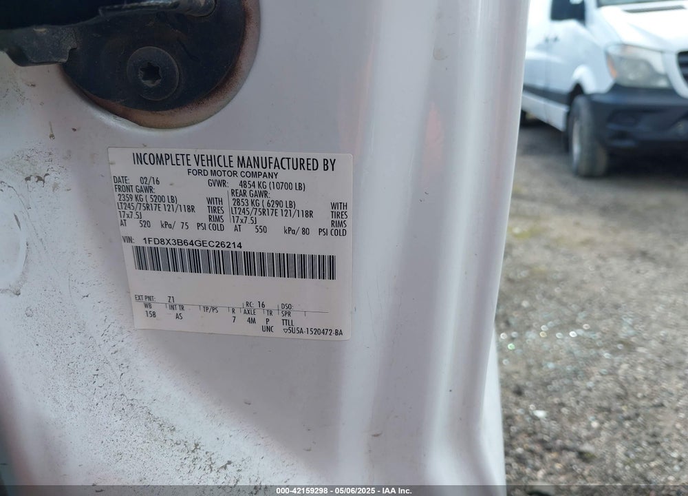 2016 FORD F-350 XL VIN: 1FD8X3B64GEC26214
