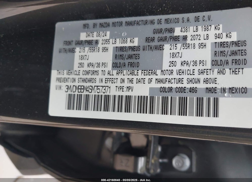 2025 MAZDA CX-30 2.5 S SELECT SPORT VIN: 3MVDMBBM4SM757371