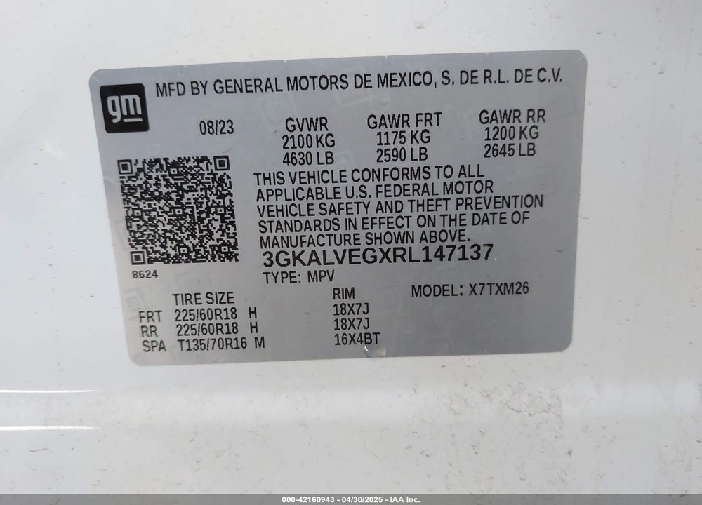 2024 GMC TERRAIN AWD SLT VIN: 3GKALVEGXRL147137