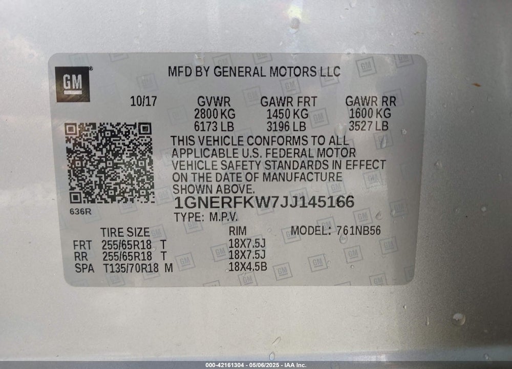 2018 CHEVROLET TRAVERSE LS VIN: 1GNERFKW7JJ145166