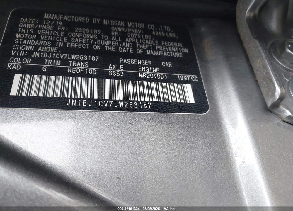 2020 NISSAN ROGUE SPORT VIN: JN1BJ1CV7LW263187