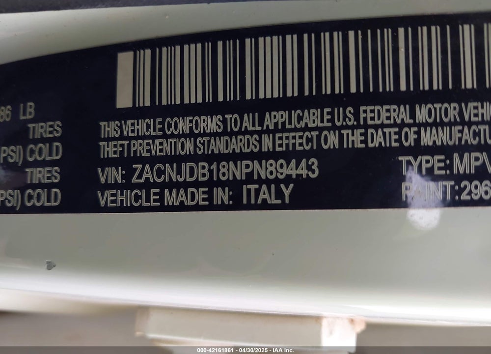 2022 JEEP RENEGADE LATITUDE 4X4 VIN: ZACNJDB18NPN89443