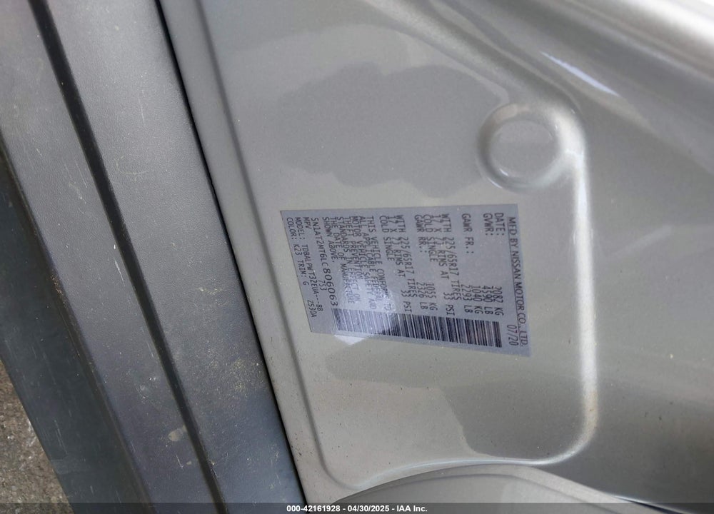 2020 NISSAN ROGUE S FWD VIN: 5N1AT2MT6LC806063