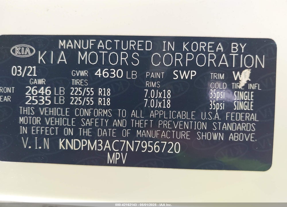 2022 KIA SPORTAGE LX VIN: KNDPM3AC7N7956720