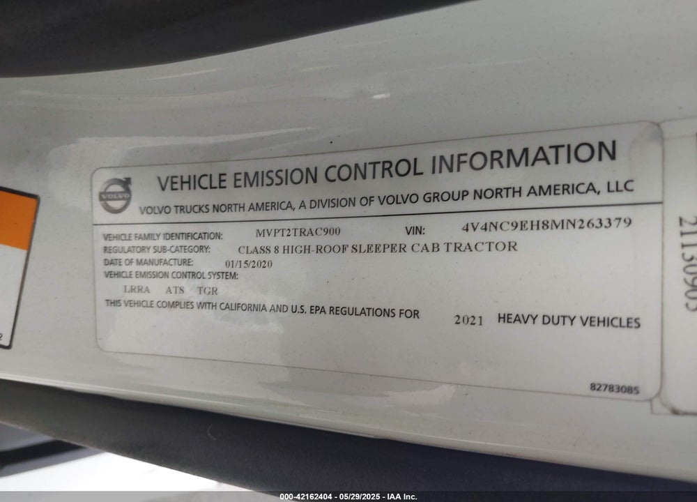 2021 VOLVO VNL VIN: 4V4NC9EH8MN263379