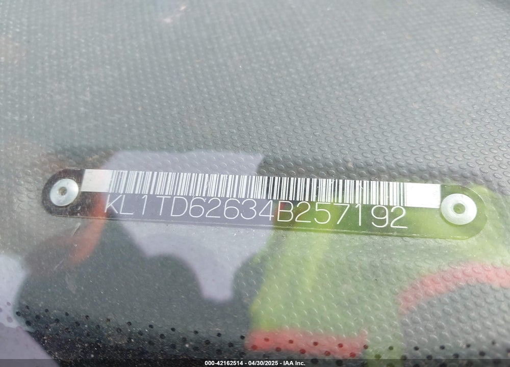 2004 CHEVROLET AVEO VIN: KL1TD62634B257192