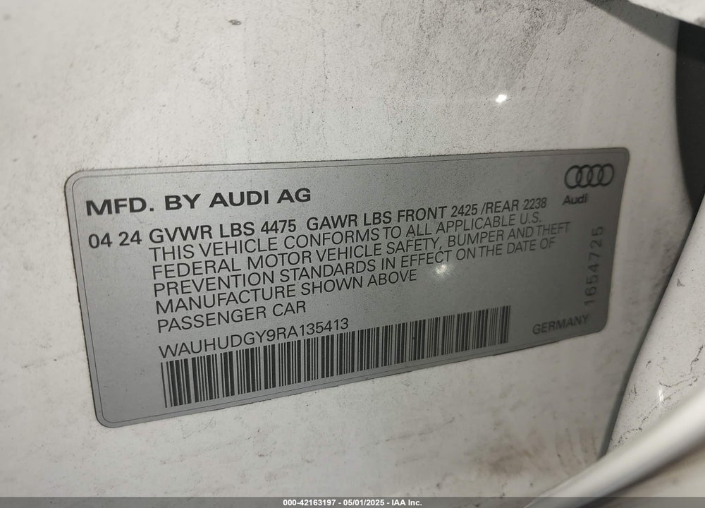 2024 AUDI A3 PREMIUM PLUS 40 TFSI QUATTRO S TRONIC VIN: WAUHUDGY9RA135413