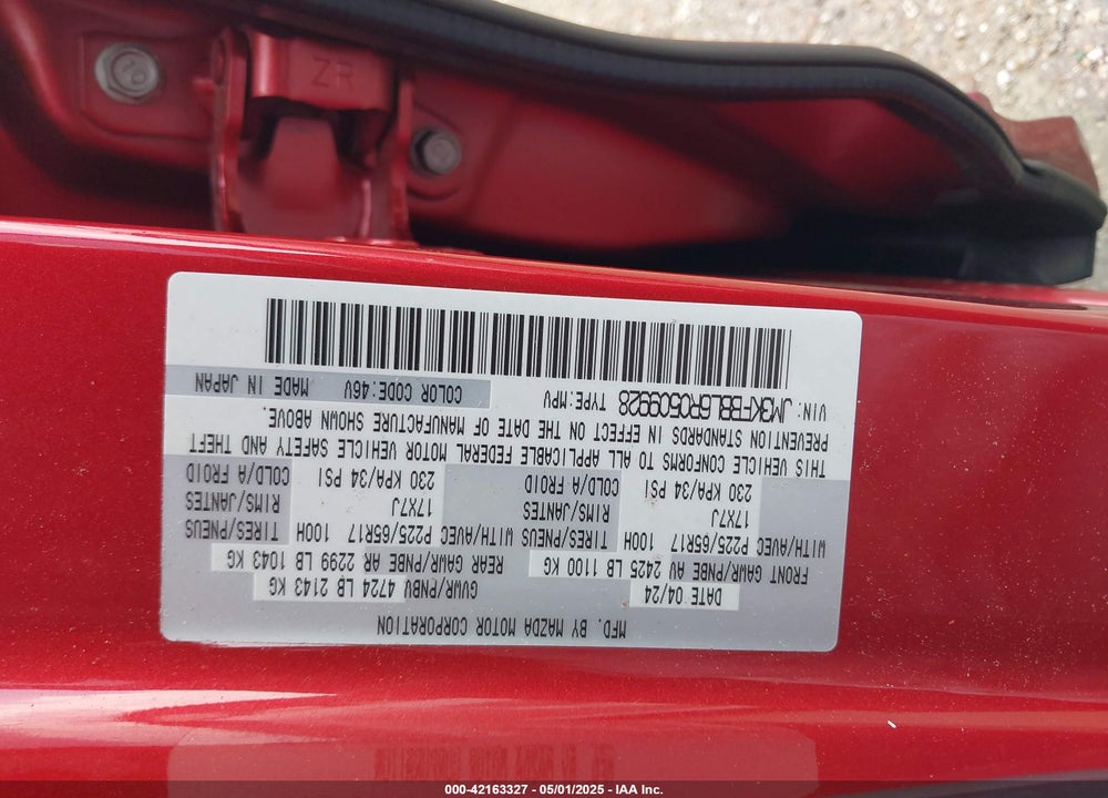 2024 MAZDA CX-5 VIN: JM3KFBBL6R0509928
