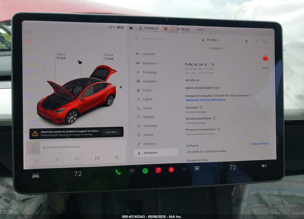 2021 TESLA MODEL Y LONG RANGE DUAL MOTOR ALL-WHEEL DRIVE VIN: 5YJYGDEE3MF173321