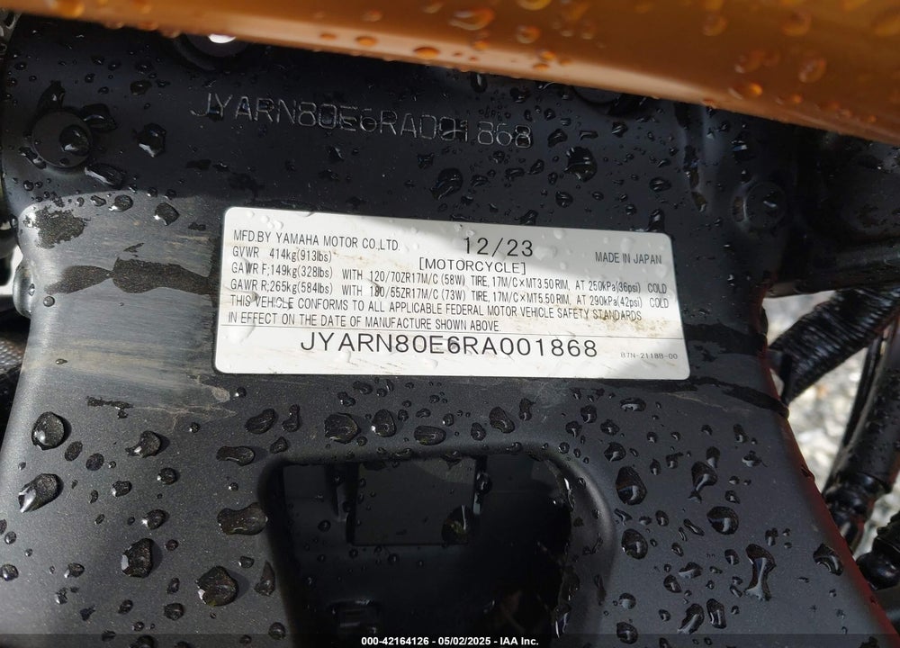 2024 YAMAHA MTM890 VIN: JYARN80E6RA001868