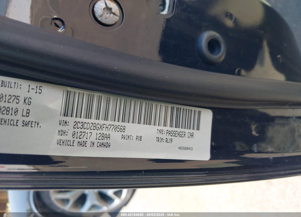 2015 DODGE CHALLENGER SXT PLUS VIN: 2C3CDZBGXFH770568