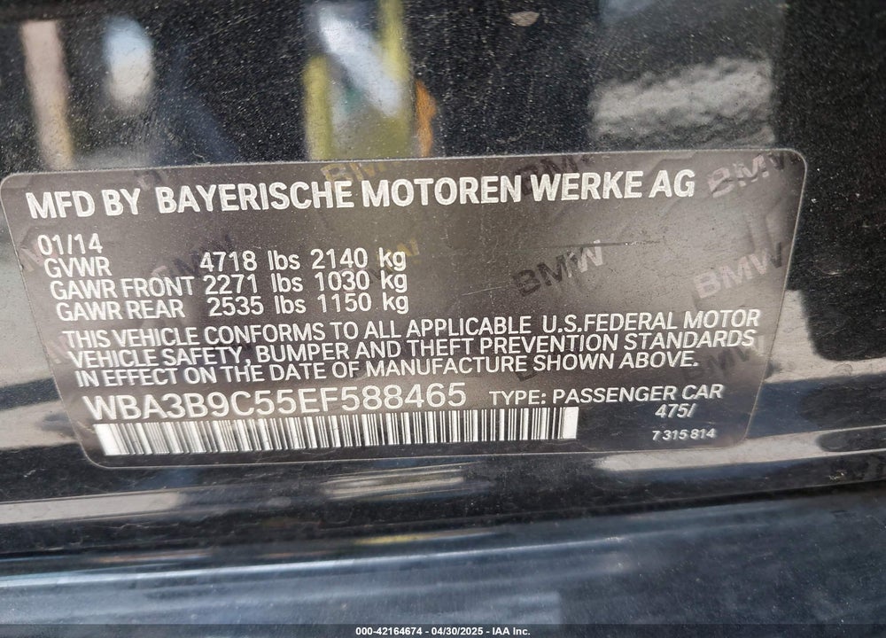 2014 BMW 335I XDRIVE VIN: WBA3B9C55EF588465