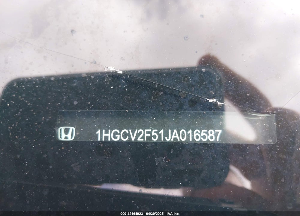 2018 HONDA ACCORD EX-L 2.0T VIN: 1HGCV2F51JA016587