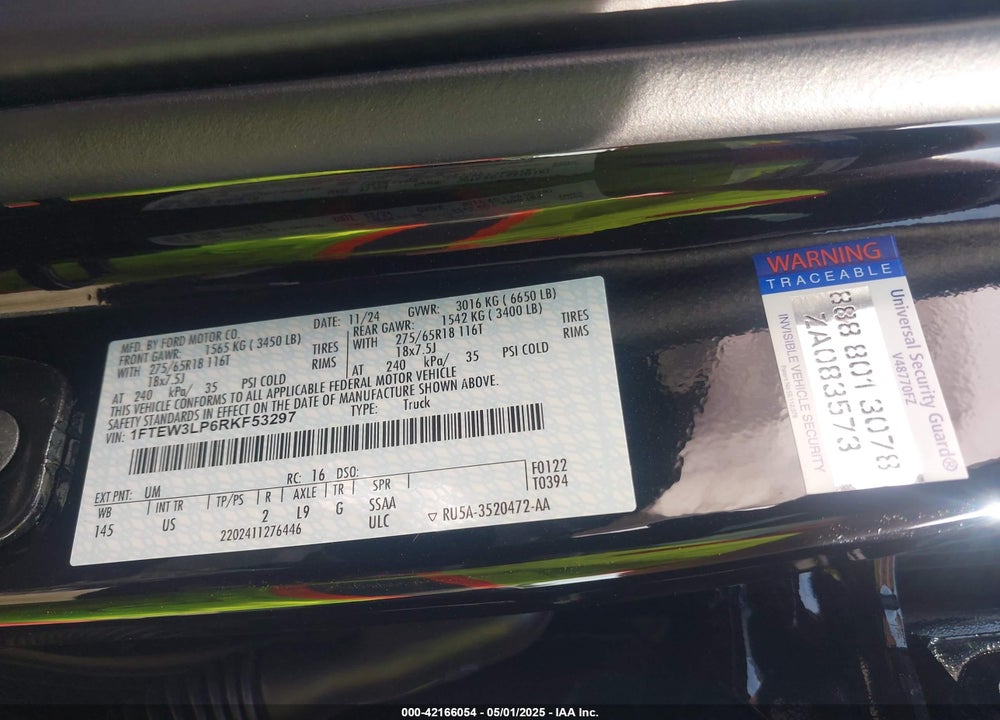 2024 FORD F-150 XLT VIN: 1FTEW3LP6RKF53297