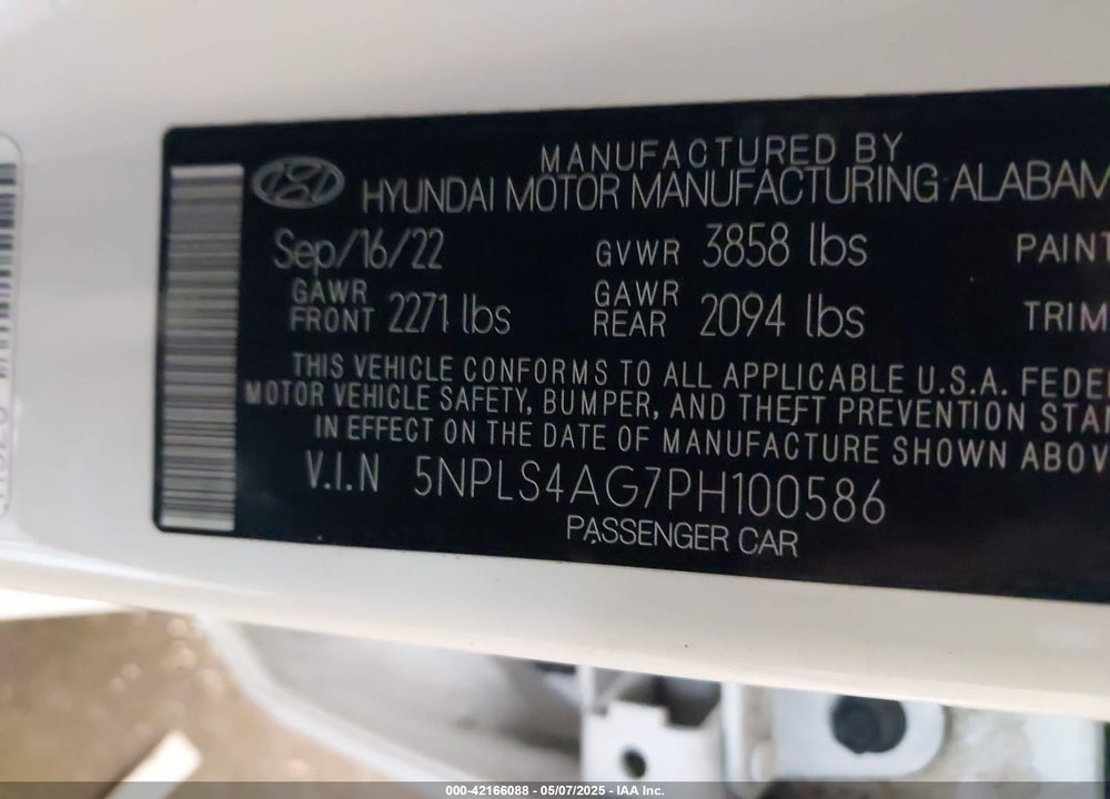 2023 HYUNDAI ELANTRA VIN: 5NPLS4AG7PH100586