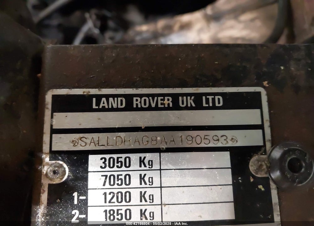 1983 LAND ROVER DEFENDER VIN: SALLDHAG8AA190593