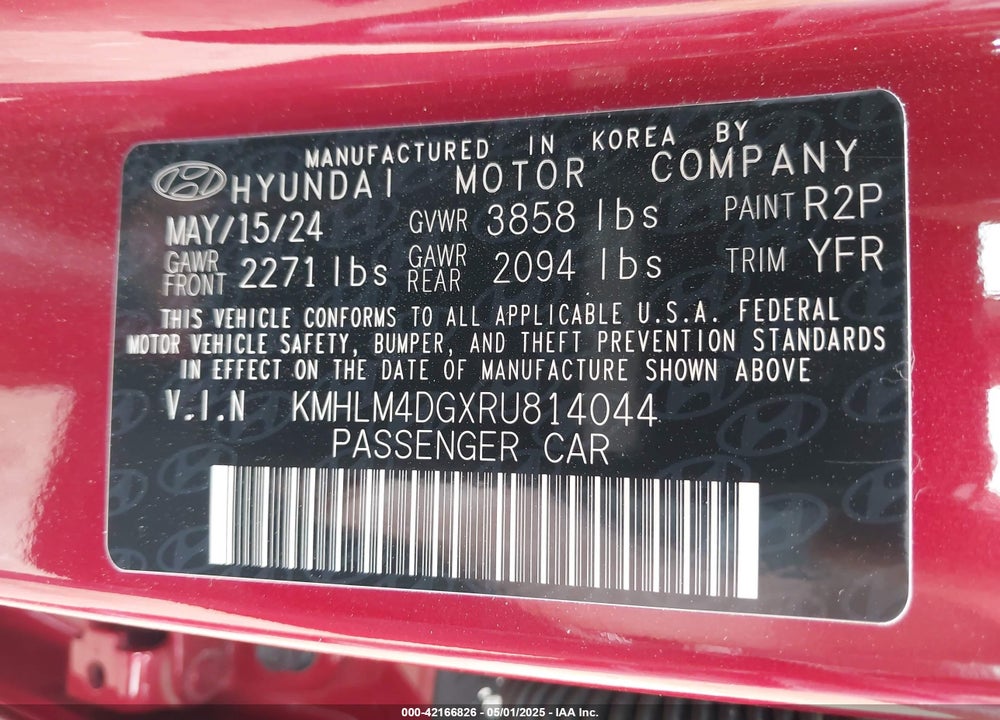 2024 HYUNDAI ELANTRA VIN: KMHLM4DGXRU814044