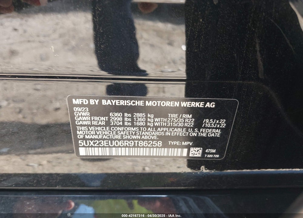 2024 BMW X5 VIN: 5UX23EU06R9T86258