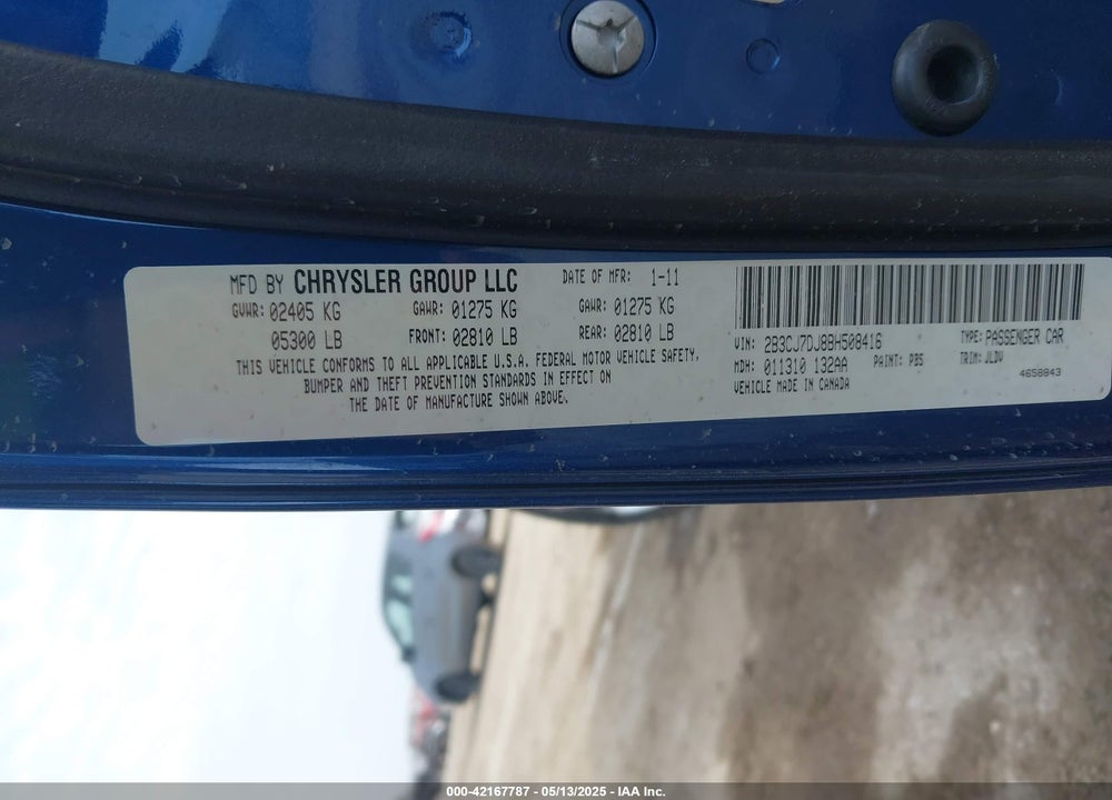 2011 DODGE CHALLENGER VIN: 2B3CJ7DJ8BH508416